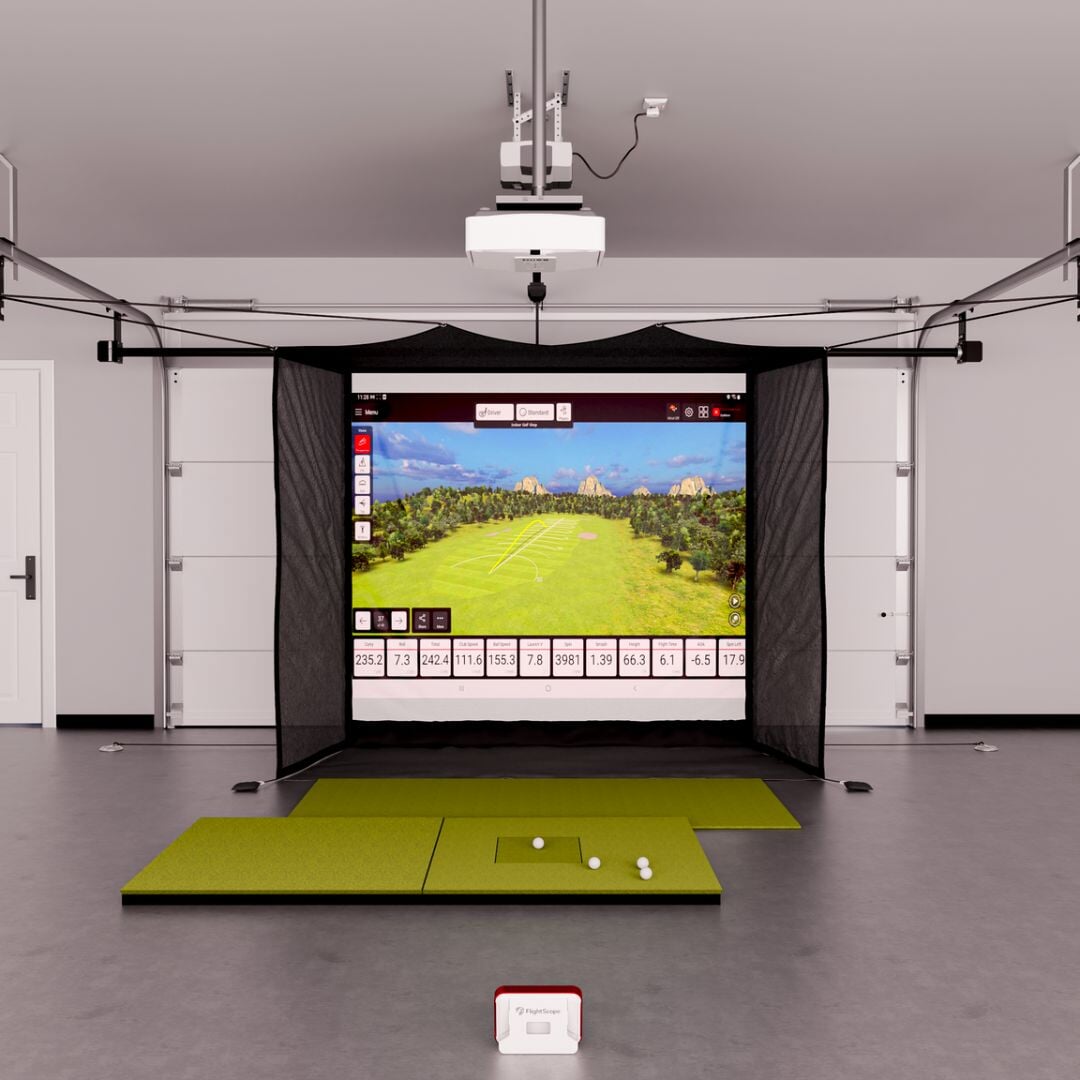 Flightscope Mevo+ Garage Golf Simulator Package